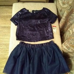 Girls 6/6x Party Sequin Crop Top & Matching Skirt